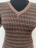 womens  white stag  vintage  vest  v neck  Urban Village Vintage  urban village  patterned  pattern  knitwear  knitted  knit  elasticated  brown  autumnal  70s  1970s  10