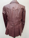 womens  vintage  Urban Village Vintage  urban village  retro  purple  pockets  patterned  pattern  long sleeve  lining  Leather Jacket  Leather Coat  Leather  lapels  Jacket  button fastening  button down  70s  1970s  14