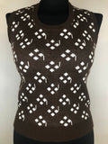1970s Knitted Diamond Patterned Tank Top - Size UK 8