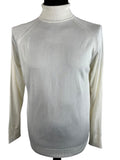 Vintage 1970s Thin Knit Roll Neck Jumper in White - Size M