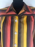 yellow  womens  vintage  top  stripes  red  multi  dagger collar  dagger  brown  blouse  70s  1970s  12