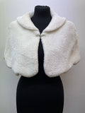 womens  white  vintage  Urban Village Vintage  urban village  stole  Small  silk lining  scalloped  scallop hem  s  retro  off white  lining  lined  hook and eye  fur  faux fur  evening  capelet  cape  60s  1960s