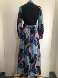 womens  vintage  Urban Village Vintage  purple  psychedelic  psych  print dress  multi  long sleeves  dresses  dress  black  balloon sleeves  60s  60  1960s  10