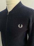xl  vintage  Urban Village Vintage  urban village  scooter  MOD  mens  long sleeves  long sleeve  logo  light knitwear  light knit  knitwear  knitted  knit  Fred Perry  extra large  embroidered logo  bomber cardigan  bomber  blue
