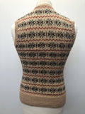 XS  Wool Blend  wool  vintage  vest  v neck  Urban Village Vintage  urban village  Tank Top  tank  sweater  sleevless  patterned  pattern  multi  mens  Lightweight Knit  knitwear  knitted  knit  fine knit  fairisle  fair isle  elasticated  brown  40s  1940s