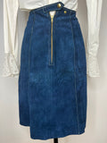 zip  womens  waistcoat  vintage  Urban Village Vintage  urban village  two piece  suit  Suede Jacket  Suede  stitch detail  Skirts  set  matching set  knee length  Blue  8  70s  1970s