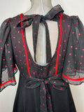 womens  vintage  v-neck dress  V-Neck  tie back neck  tie back belt  sleevless  retro  red  Polka Dot  pockets  MOD  mini dress  midi  dress  back zip  angel sleeve  60s  1960s  12