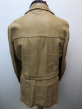 vintage  safari style  Safari jacket  safari  mens  Leather Jacket  Leather  L  Jacket  Fitted  camel  Belted waist  belted jacket  belted  beige  70s  1970s Urban Village Vintage