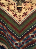 Womens South American Hooded Poncho Navajo 60s / 70s Style - Size Small - Urban Village Vintage