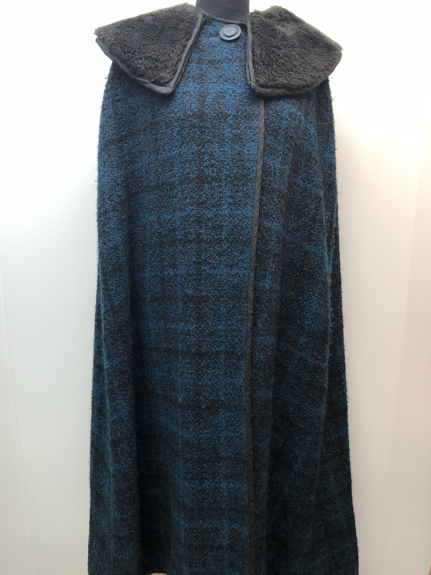 Vintage 1950s Full Length Otterburn Tweed Cape in Turquoise - One Size
