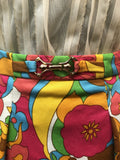womens  waist detail  vintage  Urban Village Vintage  urban village  Skirts  skirt  retro  printed  print  pleated front  pink  multicoloured  multi  Mini Skirt  floral print  decorative pockets  brown  blue  8  60s style  60s  60  1960s  1960