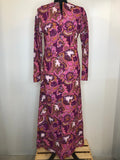 womens  vintage  Urban Village Vintage  urban village  summer dress  summer  string fastening  Pink  paisley inspired  maxi dress  hippie  full length  floral print  8  70s  70  1970s