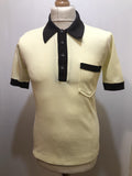 womens  white  vintage  Urban Village Vintage  top  Three button  sportswear  sports polo  S  polo top  polo  mens  GHE  cream  brown  70s  1970s