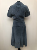 womens  vintage  Urban Village Vintage  two piece  top  suede top  suede skirt  suede  formal  blue  belted top  60s  1960s  10