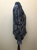 1970s Dagger Collar Floral Blouse by Gosell of Sweden - Size 14