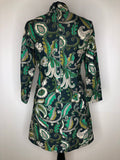 zip  womens  vintage  Urban Village Vintage  urban village  Paisley Print  paisley inspired  paisley  MOD  mini dress  mini  long sleeves  long sleeved  long sleeve  high neck  Green  floral print  floral dress  floral  dress  blue  60s style  60s  60  1960s  1960