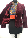 womens  vintage  velvet  Urban Village Vintage  short  retro  red  pink  Jacket  dogtooth  blazer jacket  Blazer  70s  1970s