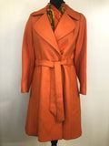1970s Belted Wool Coat in Orange - Size UK 10
