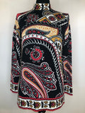 1960s Psychedelic Paisley High Neck Micro Mini Dress - Size UK 12