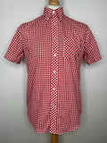 Mens Red Gingham Check Short Sleeve Brutus Skinhead Shirt - Size Small