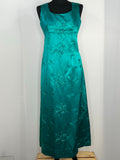 womens  vintage  Turquoise  retro  party season  party dress  oriental  occasion  maxi dress  Green  floral embroidered  evening dress  evening  dress  cocktail  christmassy  christmas  60s  1960s  16