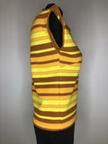 Yellow  womens top  womens  vintage  urban village  tops  top  sweater  summer top  striped  stripe  short sleeved  short sleeve  orange  multi  knit top  Delmare  collar  brown  70s  70  1970s  10