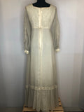 womens  white  vintage  victorian style  Urban Village Vintage  prairie dress  prairie  medieval  maxi dress  long sleeve  dress  cream  button front  boho  bohemian  balloon sleeves  balloon sleeve  70s  1970s  10