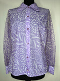 Vintage 1960s Floral Print Beagle Collar Balloon Sleeve Blouse in Purple by St Michael - Size UK 16