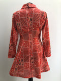 zip back  zip  womens  vintage  Urban Village Vintage  urban village  unique print  straps  retro  red  pussybow  long sleeve  frill detail  floral print  floral dress  floral  dress  dagger collar  blouse  back zip  70s  1970s  10