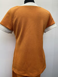 vintage 60s 1960s mod suit set trousers flared wide leg top tunic short sleeved orange white rare urban village womens clothing