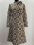 1960s Spotty Daisy Print Long Sleeve Shift Dress - Size 14-16