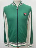 zip  vintage  Urban Village Vintage  urban village  tracktop  Stripes  striped  stripe  sportswear  sports jacket  sports  retro  Mens jacket  mens  M  logo  Jacket  Green  FILA  elasticated