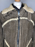 zip front  zip  Winter Jacket  winter  vintage  Urban Village Vintage  urban village  Trucker  thick  Sherpa  pockets  pocket  mens  L  Jacket  front pockets  dark brown  corduroy  collared  70s