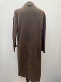 womens coat  womens  vintage  Suede Jacket  Suede  silk  retro  long sleeve  long length coat  lining  heatonex  dress  coat  button down  button  brown  70s  1970s  16