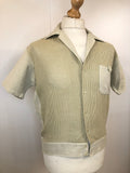 White  vintage  Urban Village Vintage  short sleeved shirt  Rockabilly  mens  L  Bowling Shirt  beige  50s  1950s
