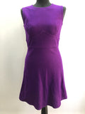 1960s Sleeveless Mini Dress in Purple - Size UK 8