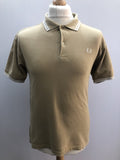 Fred Perry 100% Cotton Pique Polo Top in Beige - Size S