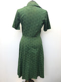 womens  vintage  Urban Village Vintage  long sleeve  leaf print  Green  Fitted  dress  detailing  collar dress  collar  cocktail  Argyle pattern  50s  19650s  10