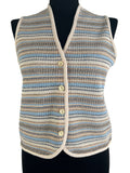 Vintage 1970s Knitted Striped Waistcoat by St Michael - Size UK 12