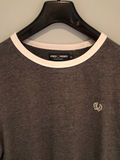 Fred Perry T-Shirt Grey with Logo Strip on Arm - Size XL - MOD Clothing Sportswear - Urban Village Vintage