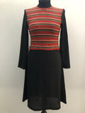 1970s Striped High Neck Dress - Size UK 10