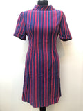 zip  womens  Weatherall  vintage  Urban Village Vintage  urban village  turn over collar  purple  pink  multi  knee length  high neck  dress  collar dress  collar  blue  back zip  70s style  70s  70  1970s  12