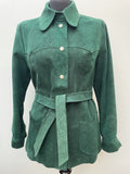 1960s Green Belted Suede Jacket - Size 16