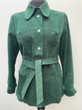 womens  waist belt  vintage  Urban Village Vintage  urban village  Suede Jacket  Suede  press stud fastening  pockets  penny collar  MOD  long sleeve  Jacket  Green  emerald  collar  coat  button down  big collar  Belted waist  belted jacket  belted  belt  70s  60s  1970s  1960s  16