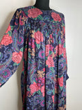 womens  vintage  tunic top  smock dress  smock  One Size  multi  kaftan  indian print  Indian  hippie  floral print  festival  boho  bohemian  Blue  8  70s  1970s  18  16  14  12  10
