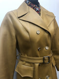 Yellow  womens  Vinyl PVC  vintage  Urban Village Vintage  mustard  MOD  lapels  Jacket  Faux Leather  coat  Belted waist  belt  70s  1970s  1960s  12  10