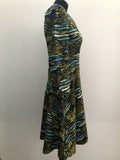 zip back  womens  winter  vintage  Urban Village Vintage  sleeves  print dress  print  multi  maxi dress  long sleeve  green  dress  blue  autumnal  autumn  70s  1970s  10