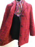 wool  womens  Welsh Woollens  welsh  vintage  tapestry  red  pink  patterned  MOD  jacket  coat  60s  1960s  14