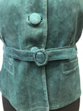 womens  waist belt  vintage  Urban Village Vintage  urban village  Suede Jacket  Suede  press stud fastening  pockets  long sleeve  Jacket  Green  coat  Belted waist  belted jacket  belted  belt  60s  1960s  10