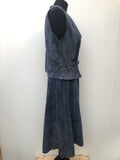 womens  waistcoat  vintage  Urban Village Vintage  two piece  top  suede top  suede skirt  suede  set  formal  blue  60s  1960s  10